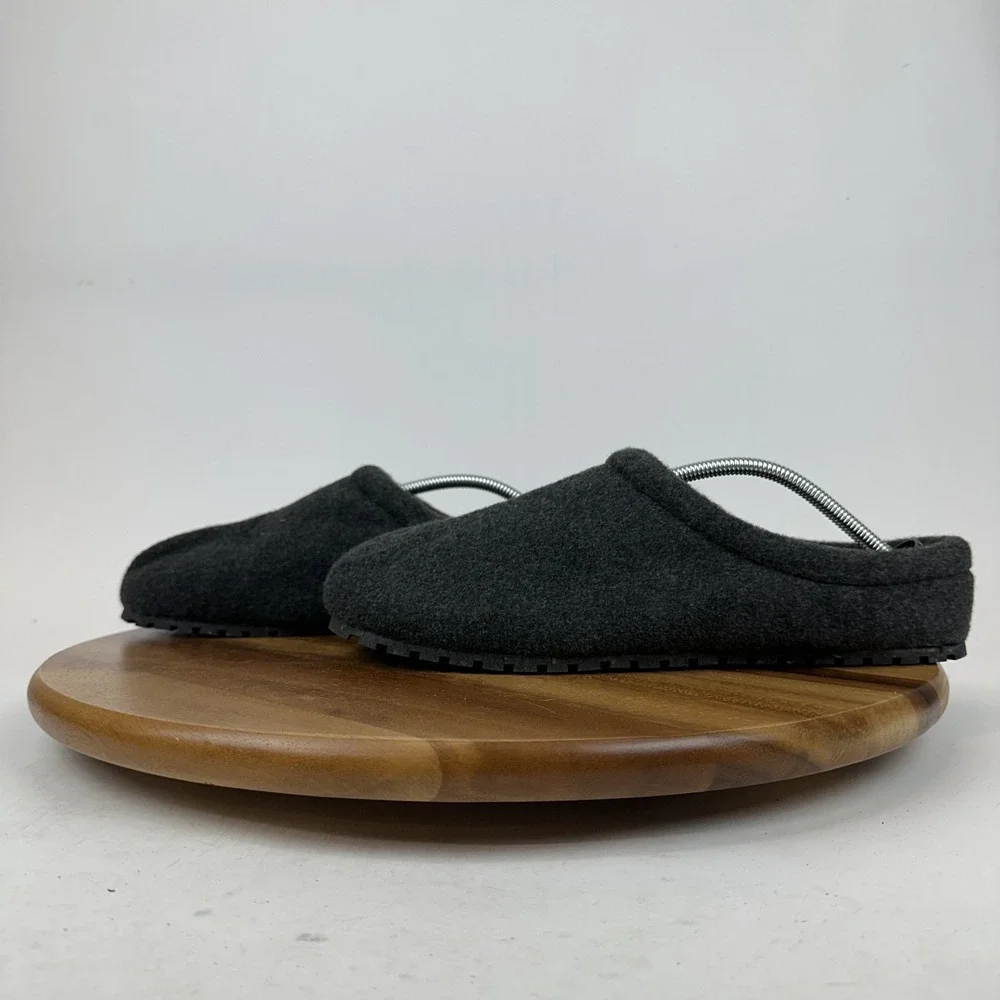 New Mens Minnetonka Neil Charcoal Wool Blend Slip On Indoor Clog Slipper Size 12